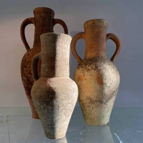 Three Terracotta 19th C. Amphoras